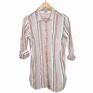 Duluth Trading Hemp Organic Cotton Striped Tunic Womens Small Coastal Beach